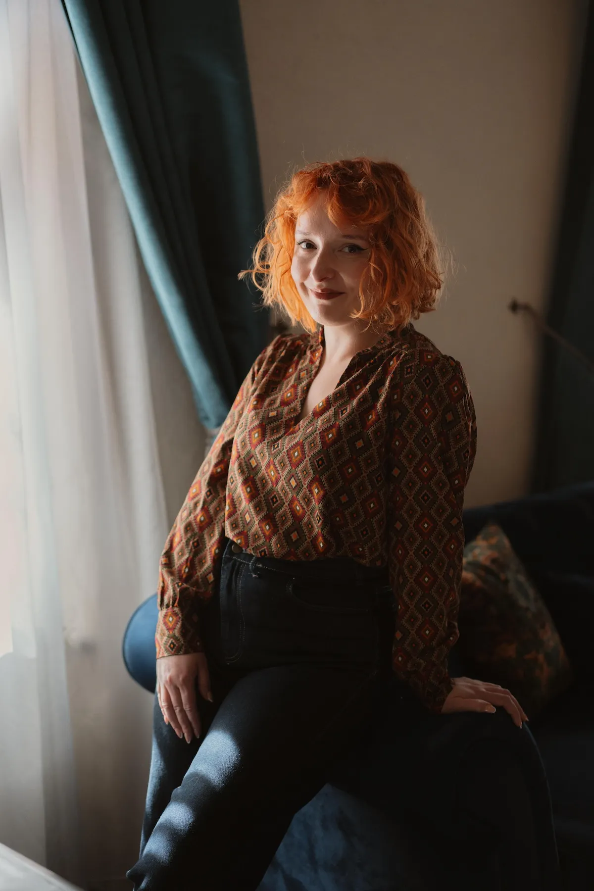 Theodora in her house in Sighisoara, Transylvania, Romania