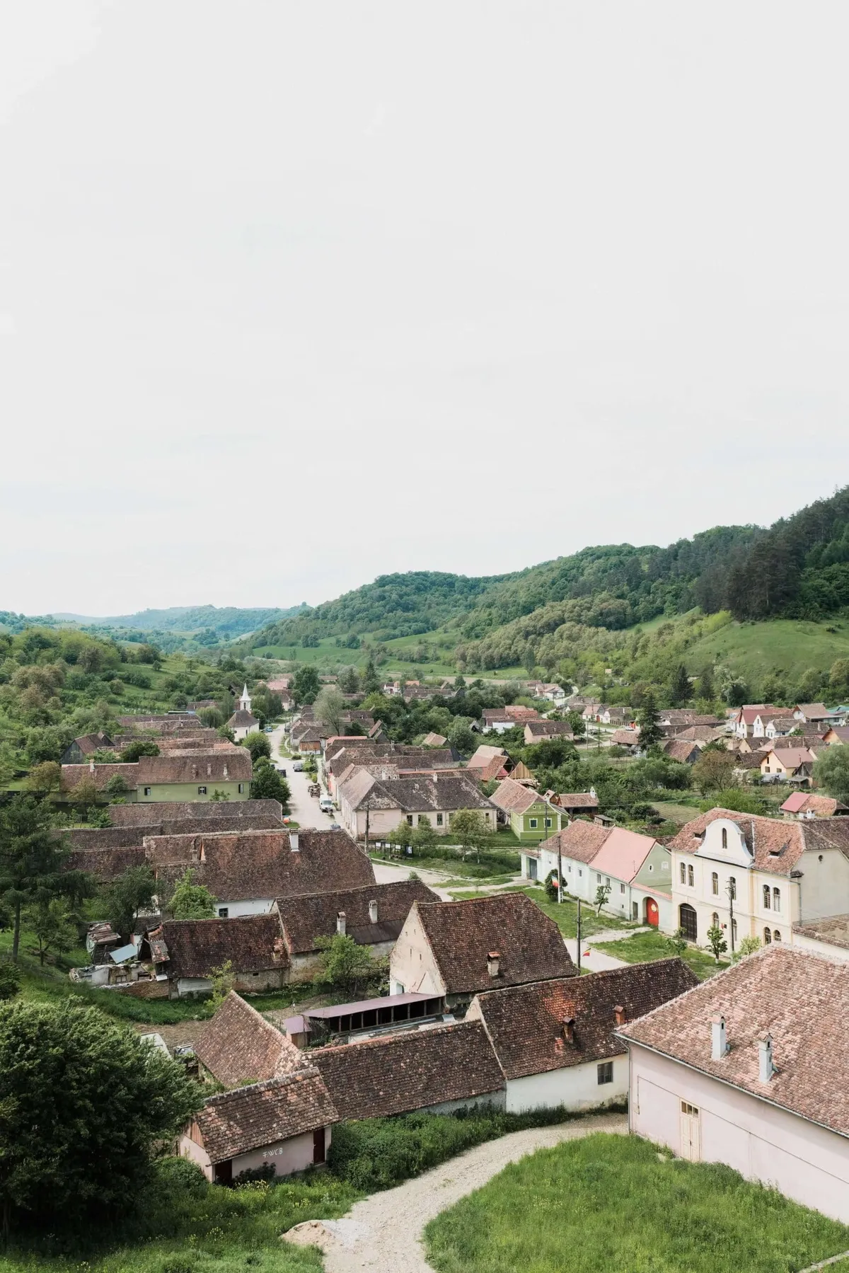 A traditional village in Transylvania, Romania, visited on a Slow Cyclist journey.