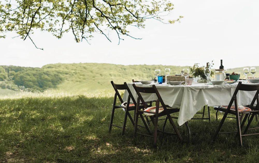 A slow cyclist picnic table in Transylvania, Romania