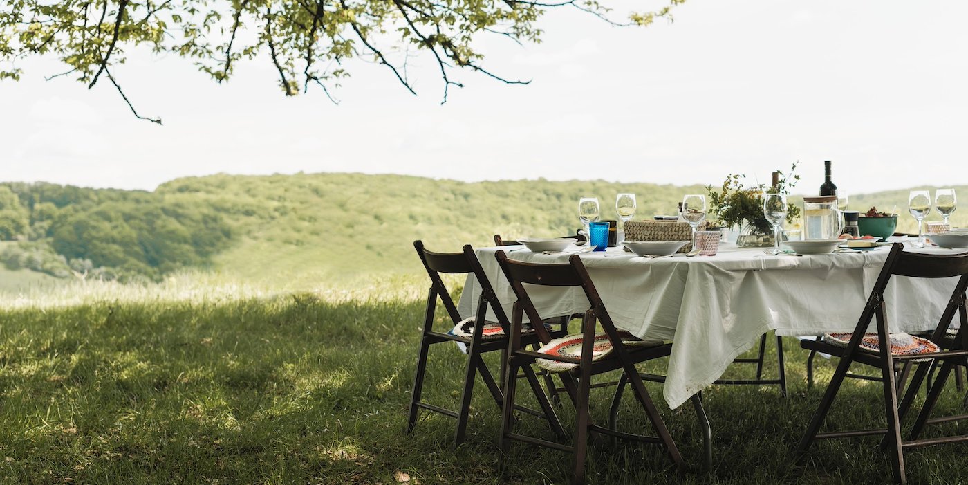 A slow cyclist picnic table in Transylvania, Romania