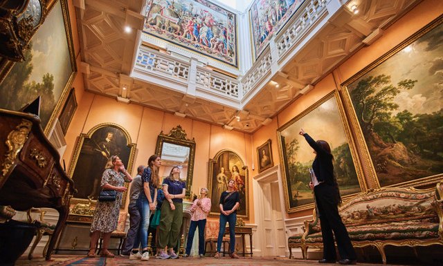 Guests admiring Interior of Bowhill Castle, Scottish Borders, Scotland