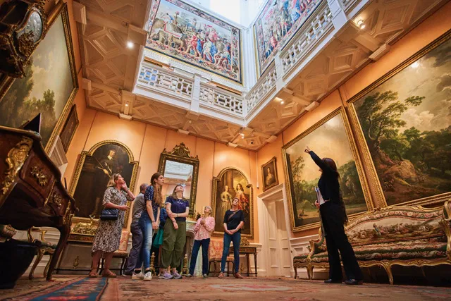 Guests admiring Interior of Bowhill Castle, Scottish Borders, Scotland