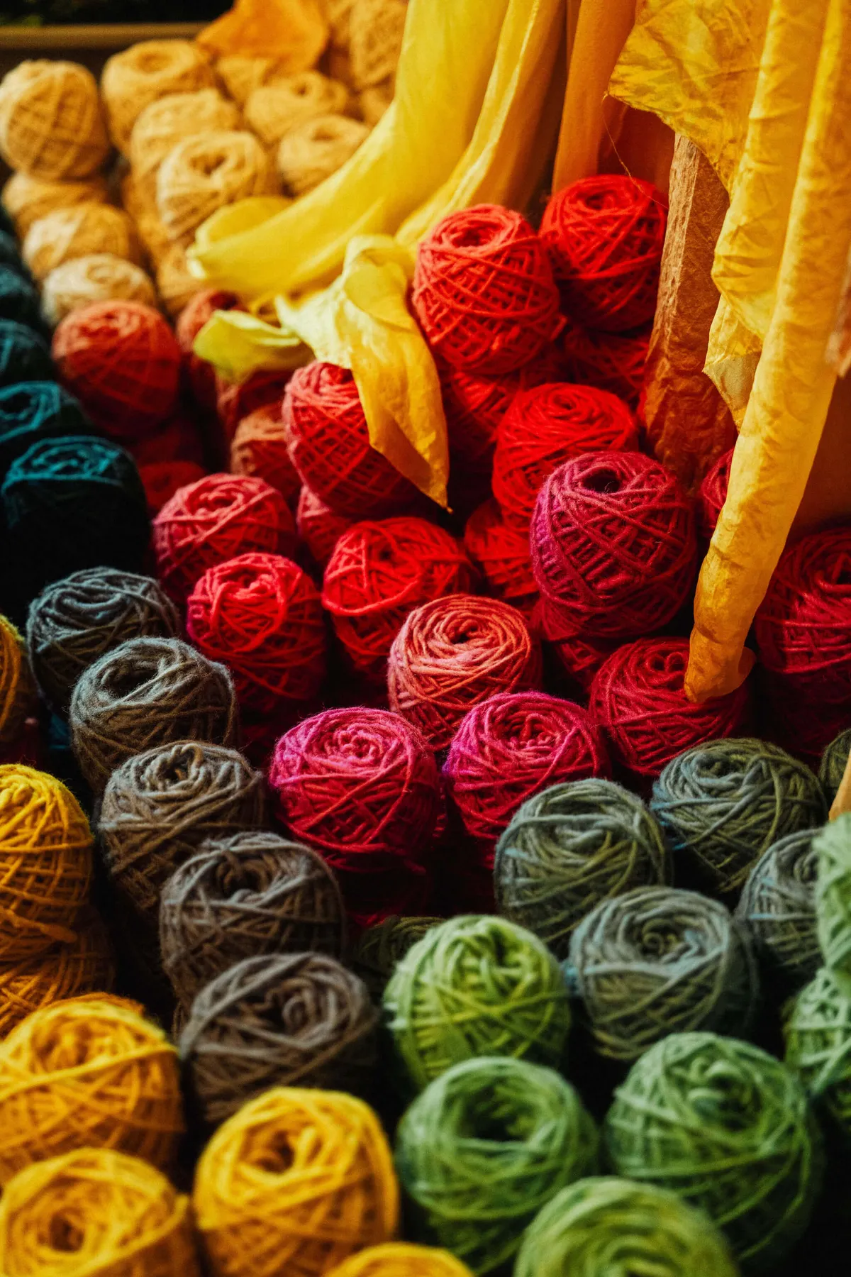 Balls of wool used by a weaver in Zagori Greece
