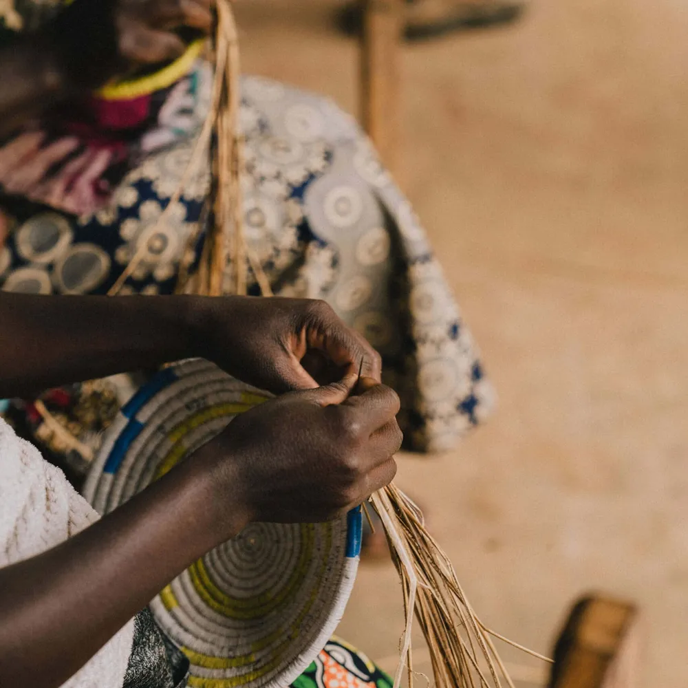 Women basket weaving in Rwanda