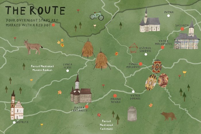 Bucovina map with red dots
