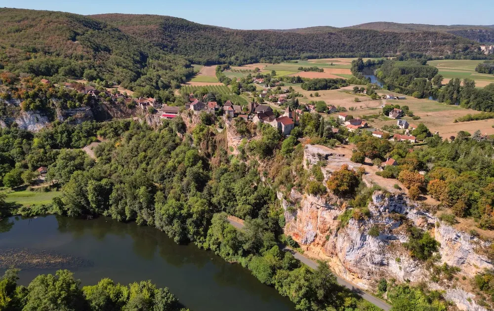 The village of Calvignac above the Lot River in Quercy, France