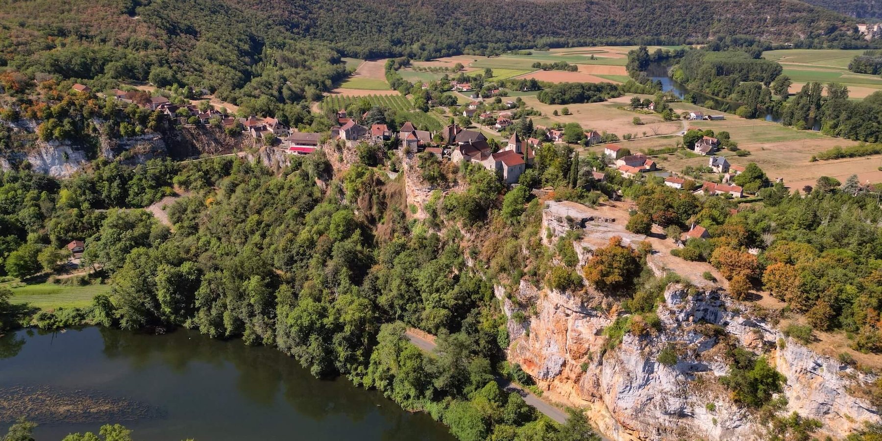 The village of Calvignac above the Lot River in Quercy, France