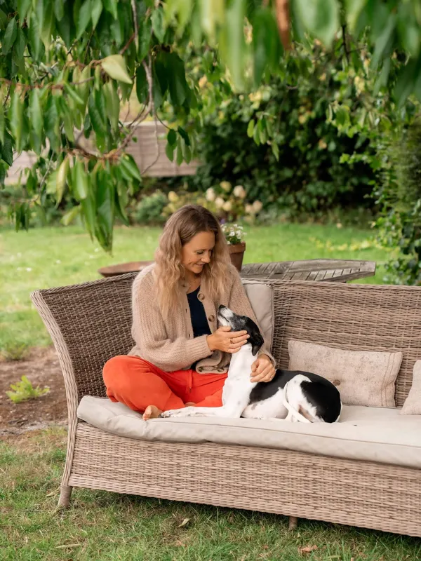 Chloe from Chloe's Pilates with her dog