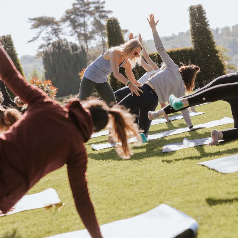 An outdoor class taught by Chloe's Pilates