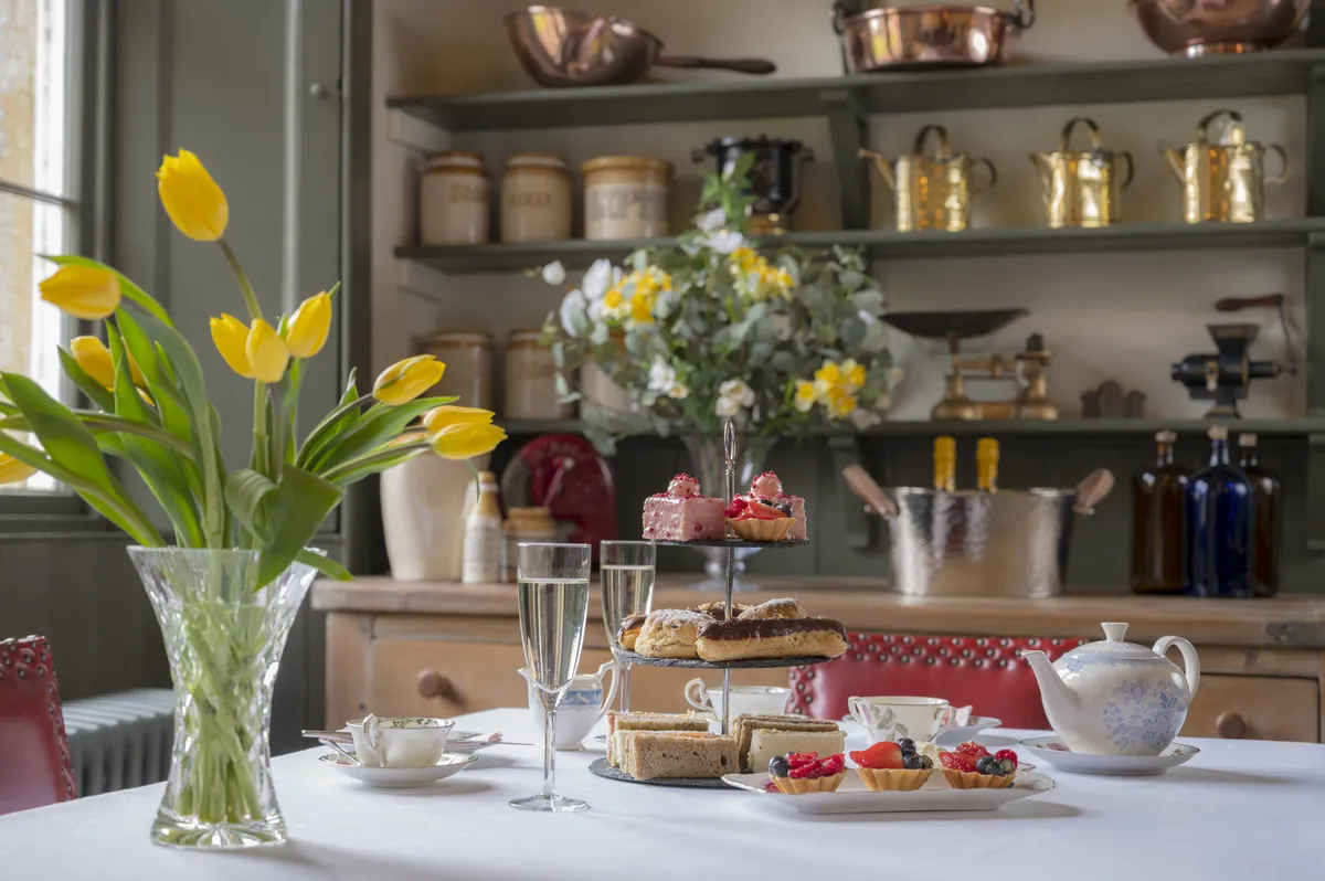 Interior table and high tea at Thirlestane-Castle, Scottish Borders, Scotland, UK