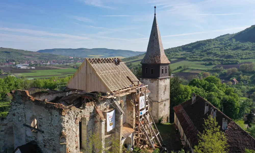 Vermes Church in Transylvania pre roof restoration