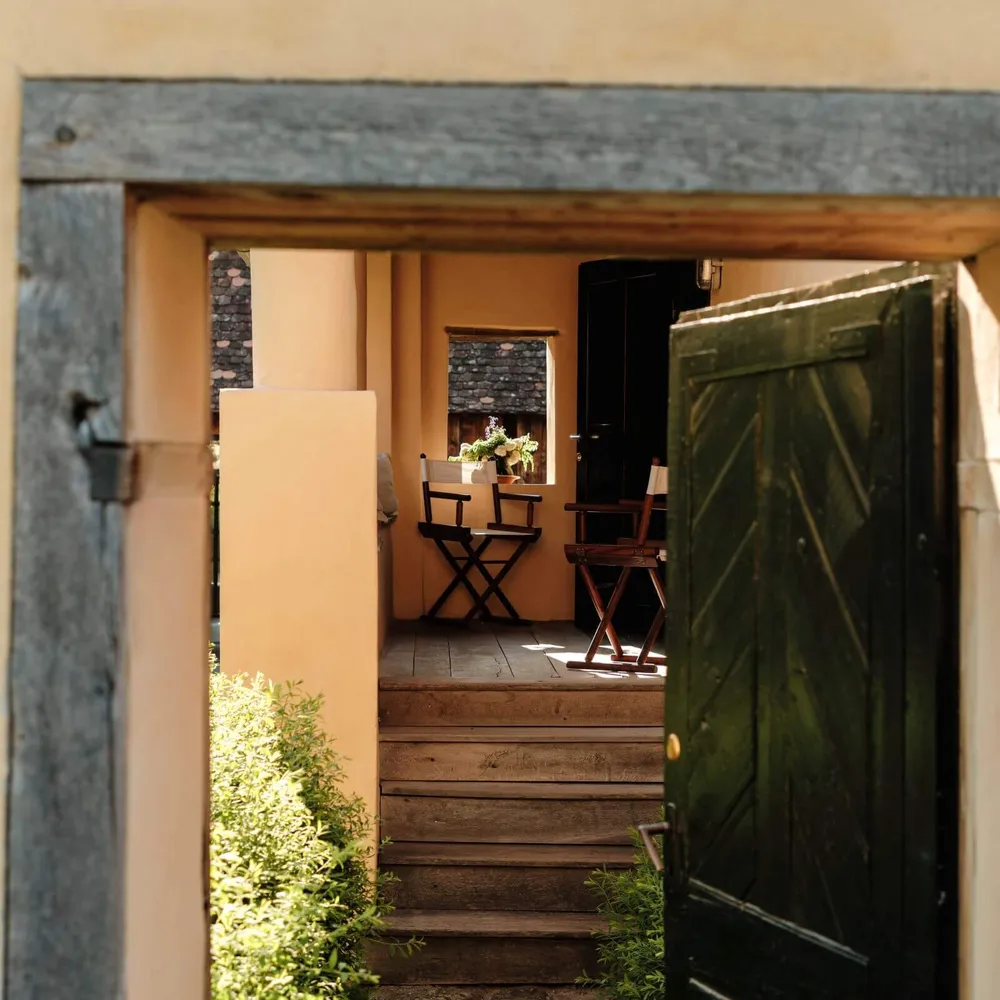 Courtyard Copsa Mare Guesthouses Slow Cyclist Transylvania