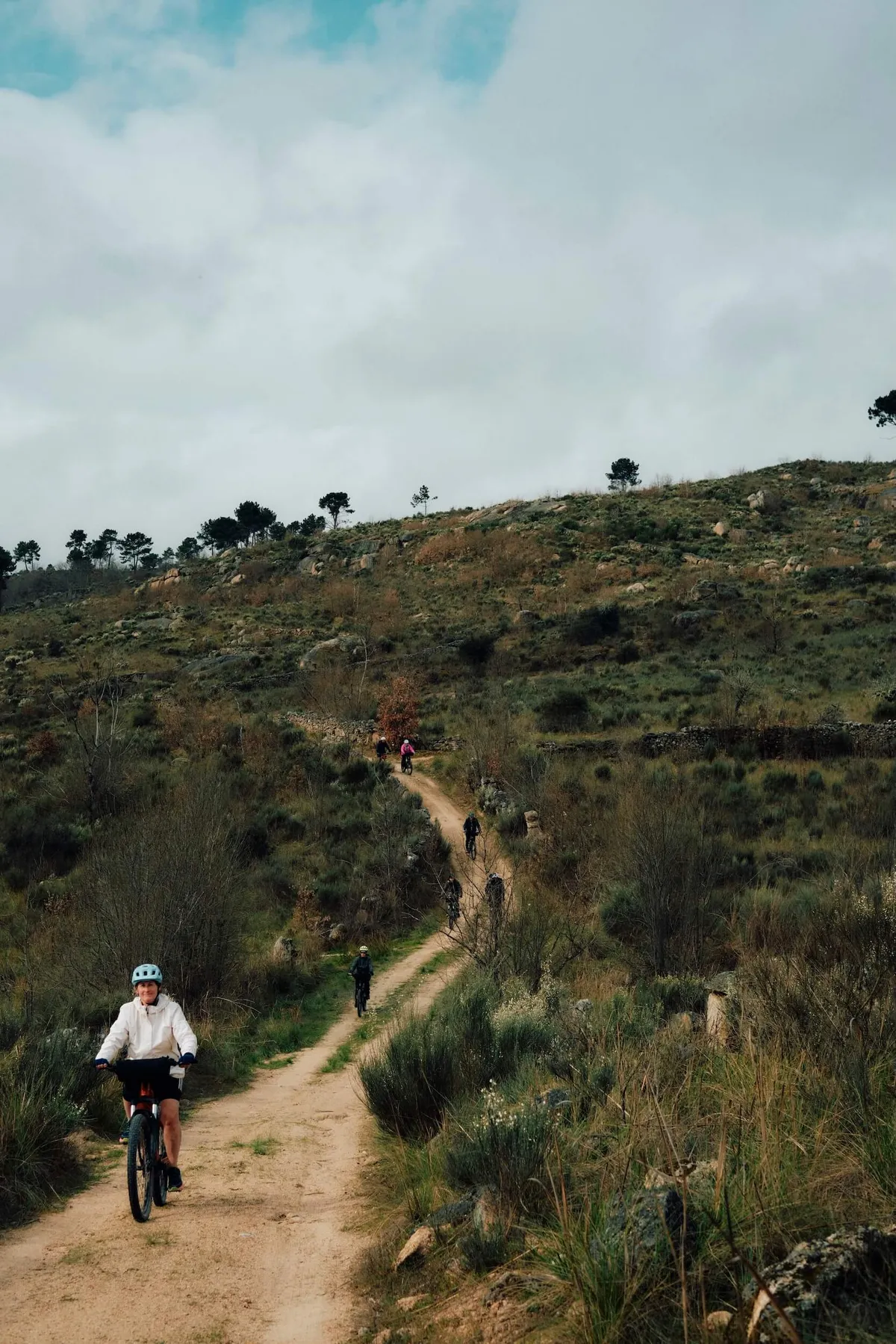 A group of Slow Cyclists on an off-road track in Portugal's Coa Valley
