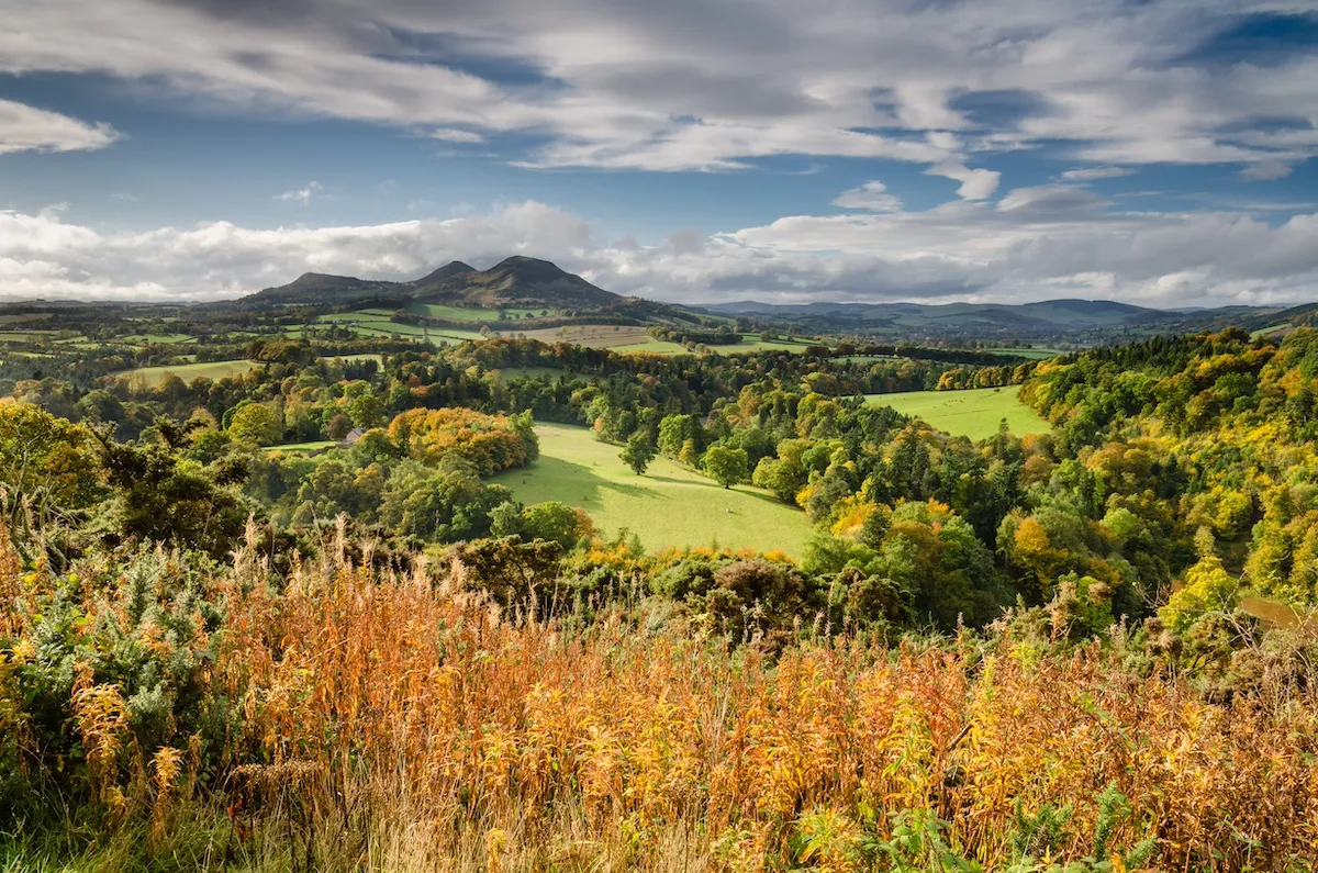Eildon Hills in autumn : The Eildon Hills in the Scottish Borders was once a lookout point for Iron Age people and Romans