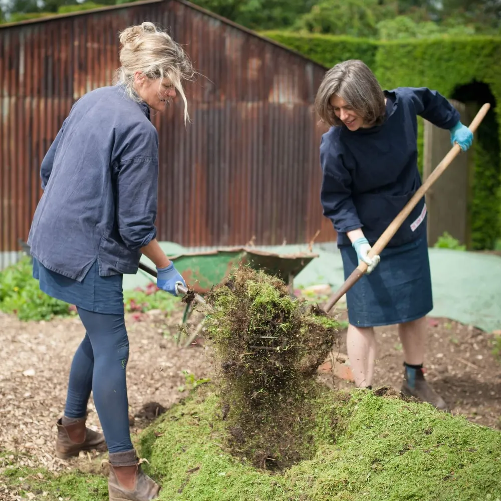Henrietta and Bridget from The Land Gardeners composting