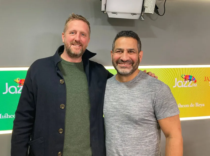 Oli and Elliot Moss standing together for Jazz Shapers Podcast, Jazz FM