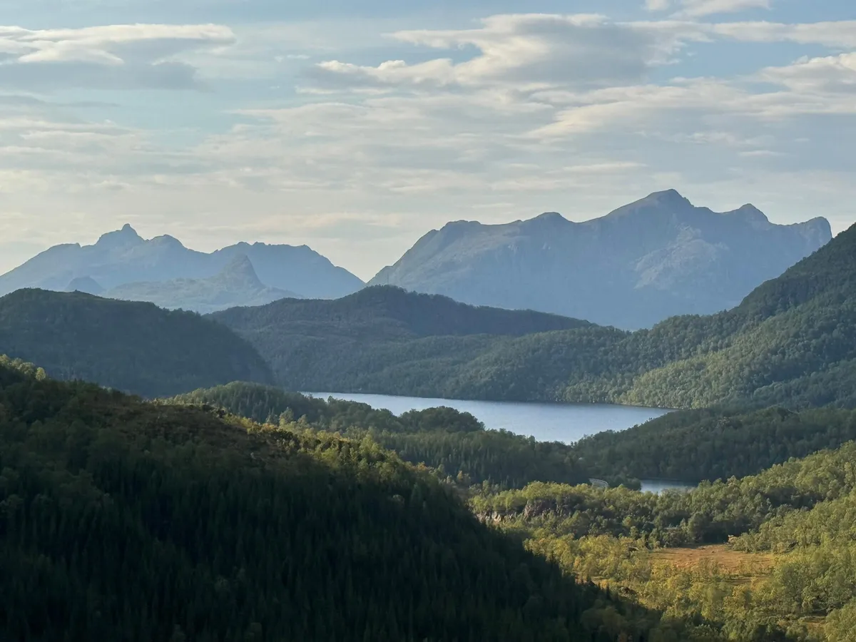 Landscape and coast across Langoya Island, Norway