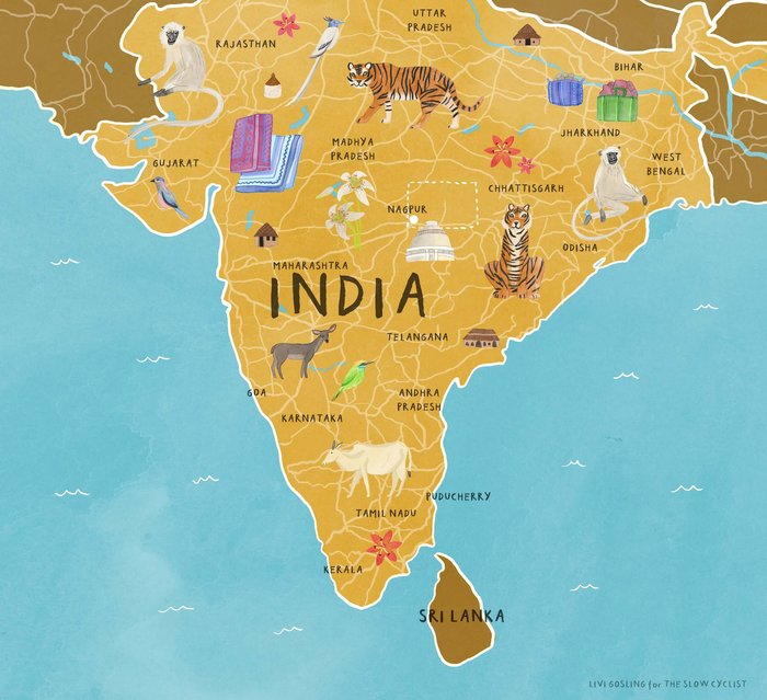 Illustrated map of India