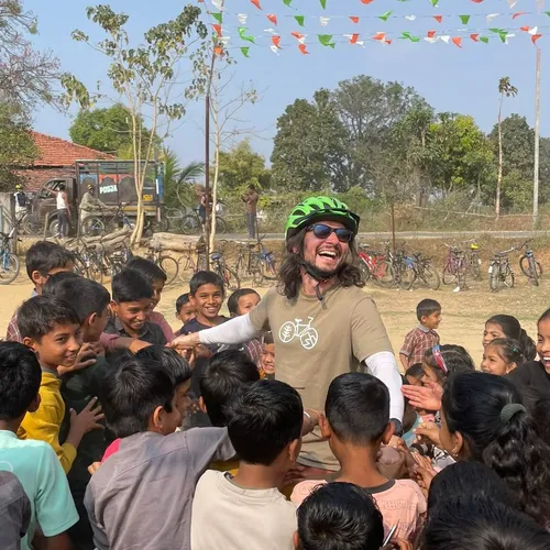 Misu surrounded by the community in Madhya Pradesh, India