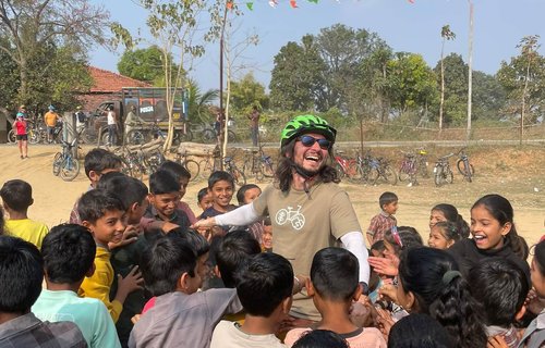 Misu surrounded by the community in Madhya Pradesh, India