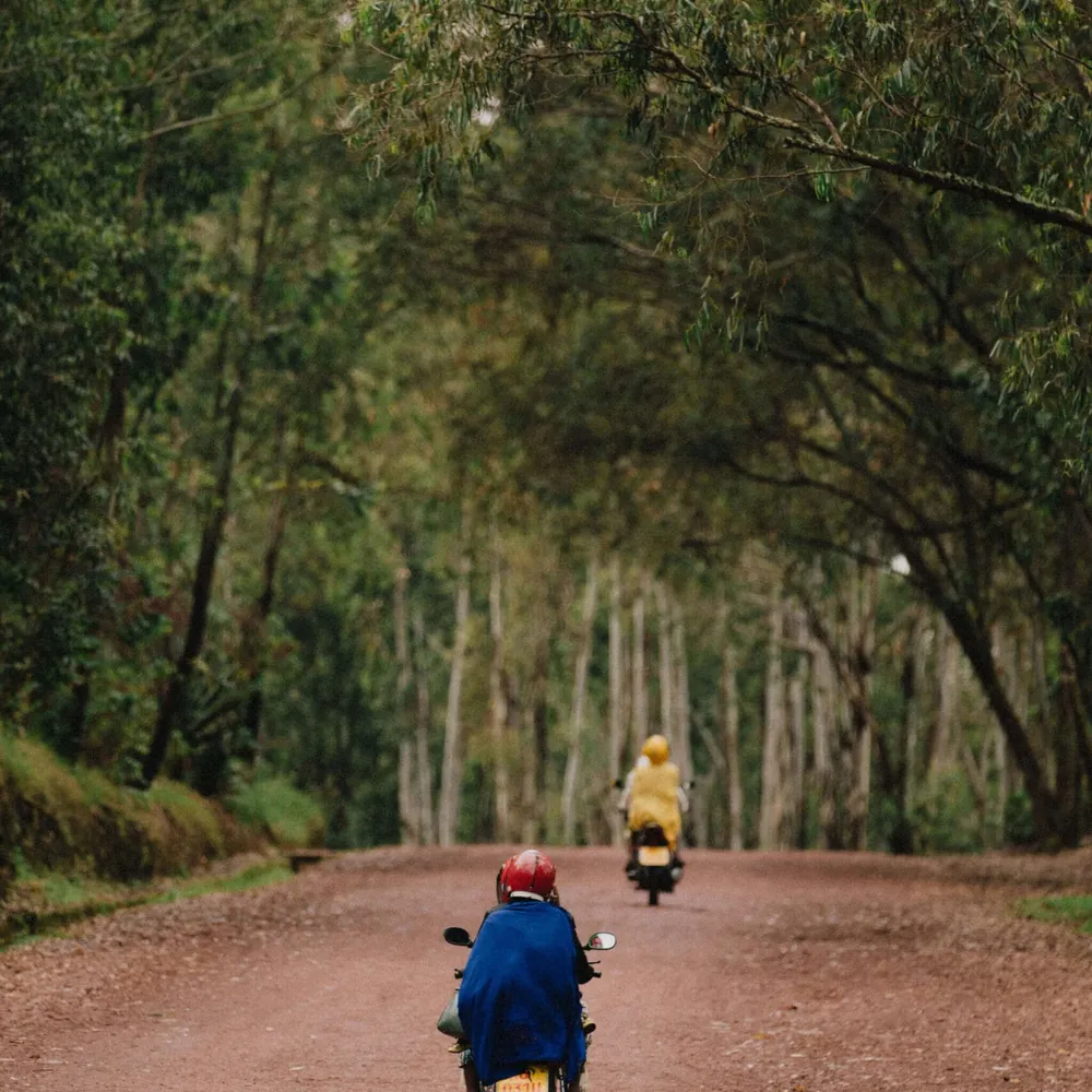 Mopeds on the red roads of Rwanda