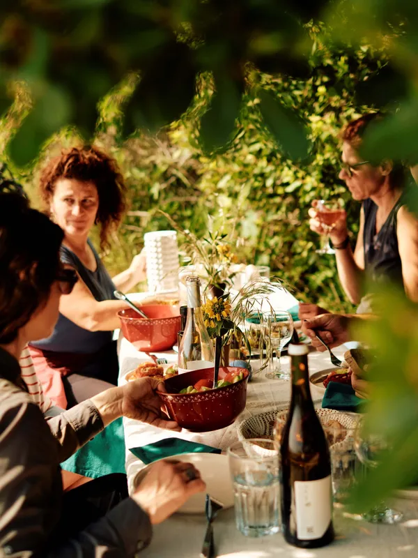 Outdoor lunch on a Slow Cyclist journey in Crete Greece
