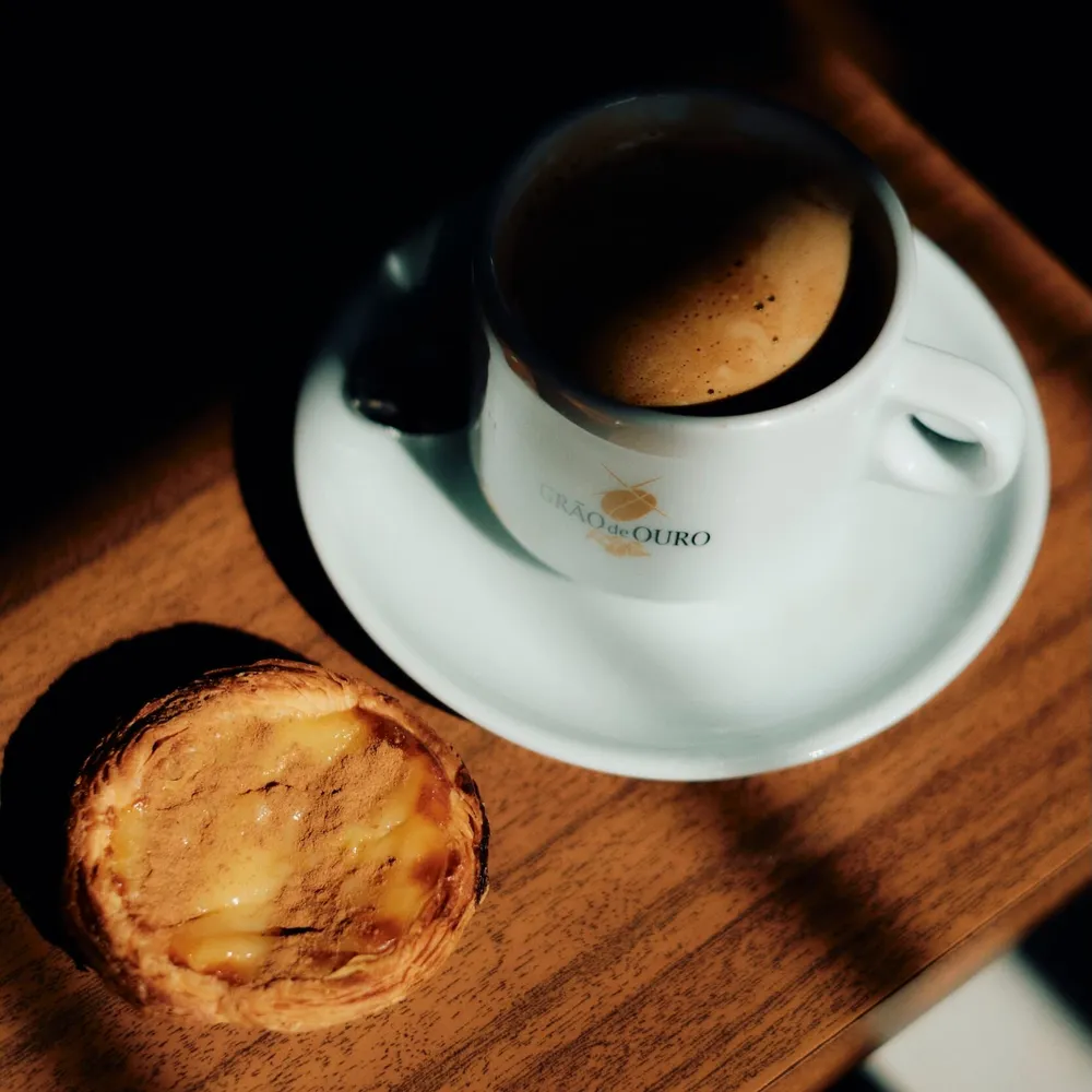 Pastel de nata and a coffee at one of the many coffee stops in Portugal's Coa Valley