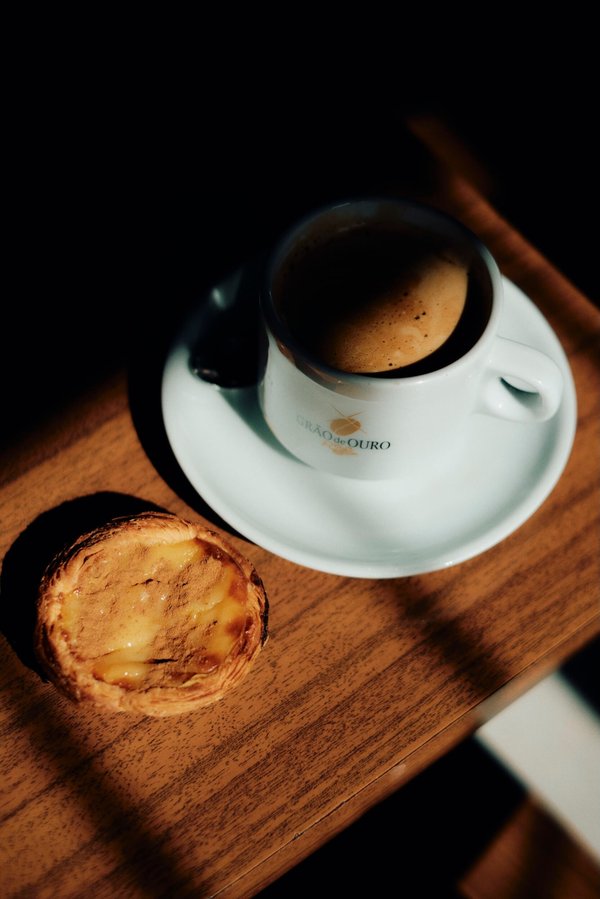 Pastel de nata and a coffee at one of the many coffee stops in Portugal's Coa Valley