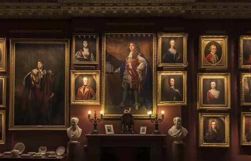 Art collection at Thirlestaine Castle, Portraits, Scottish Borders, Scotland, UK