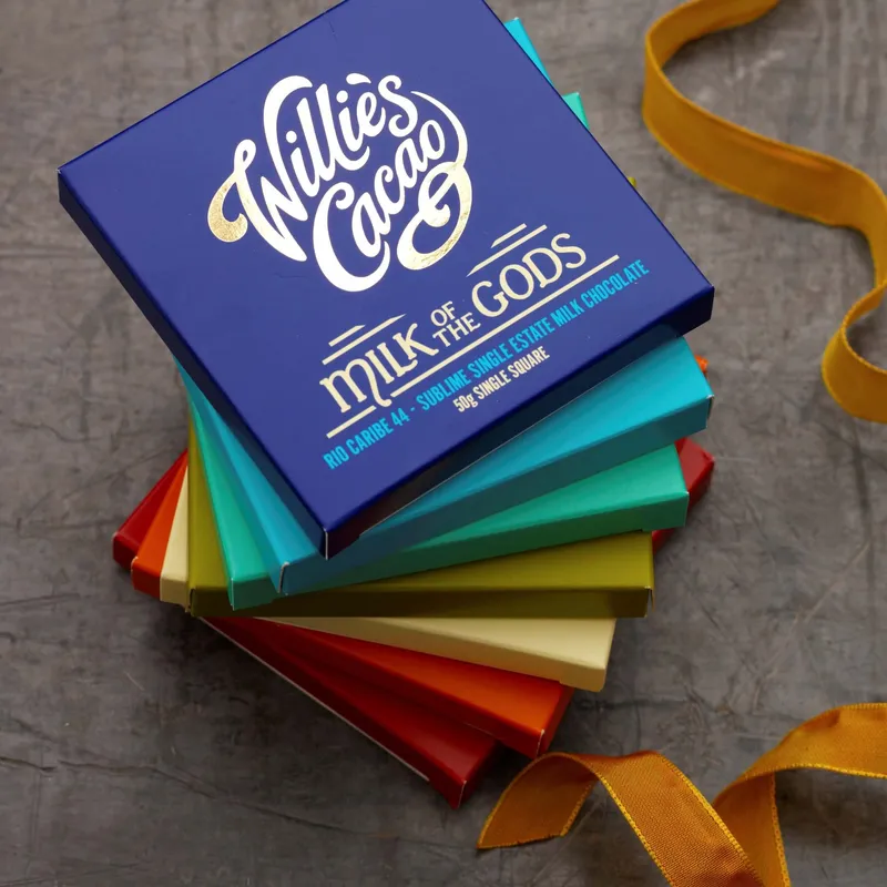 Stack of Willie's Cacao bars