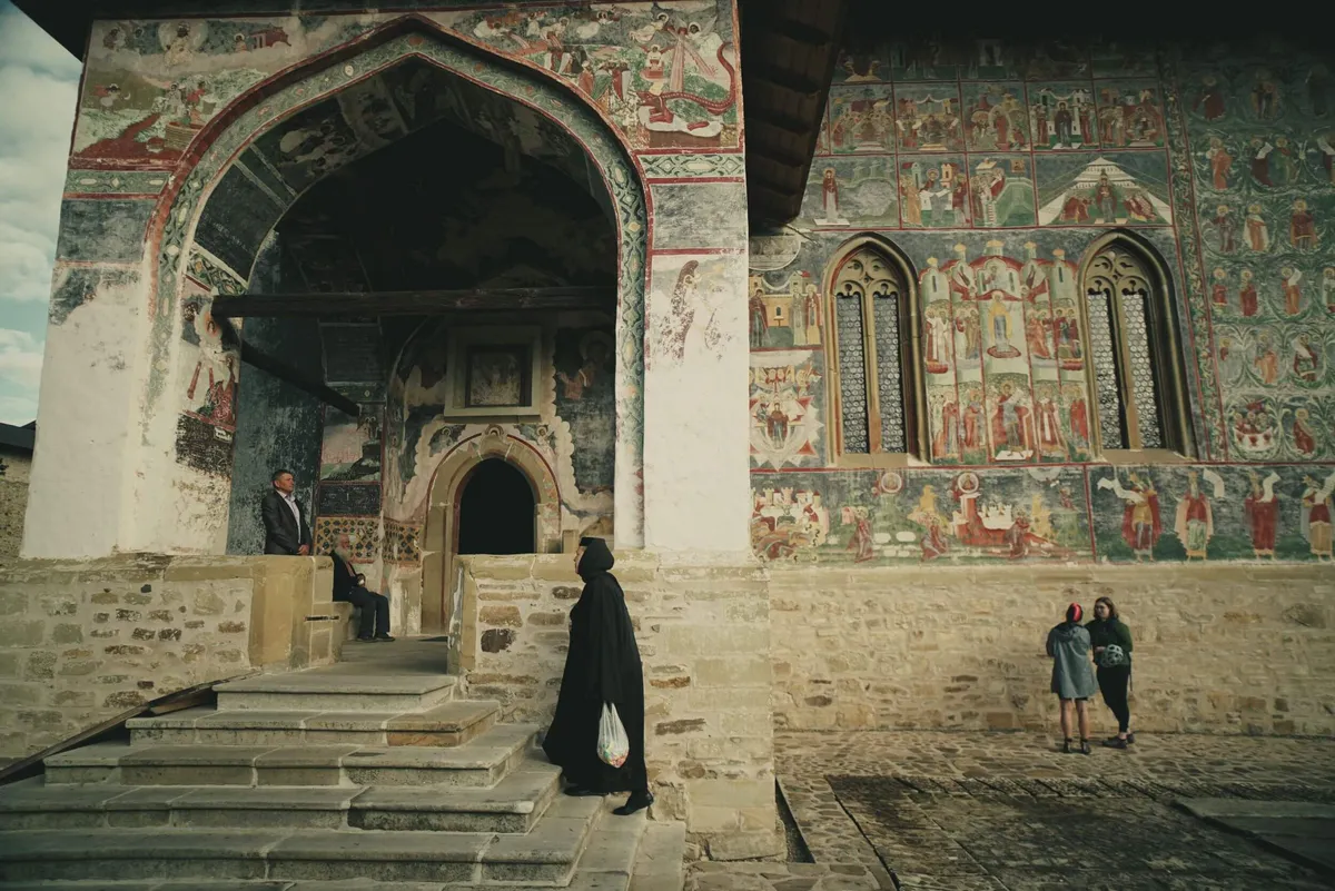Sucevita-Painted-Monastery-in-Bucovina-Romania-visited-by-Slow-Cyclists
