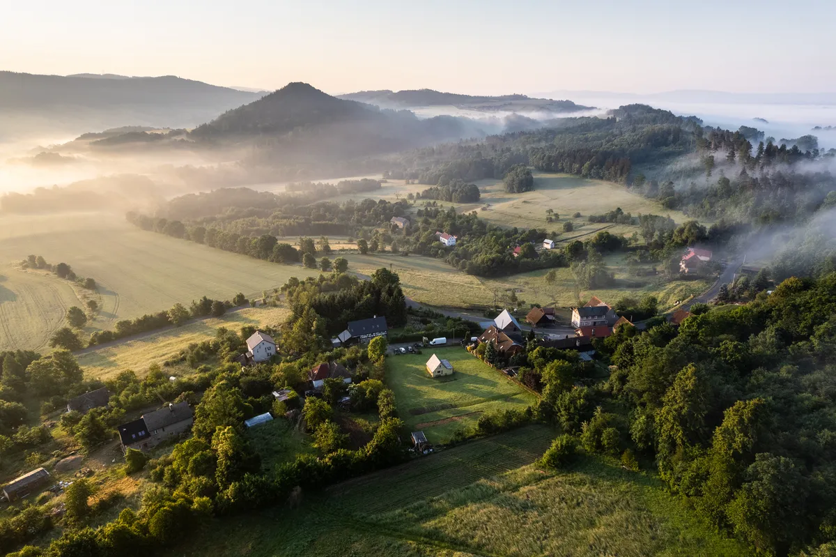 Villages in the mist, Lower Silesia, Poland