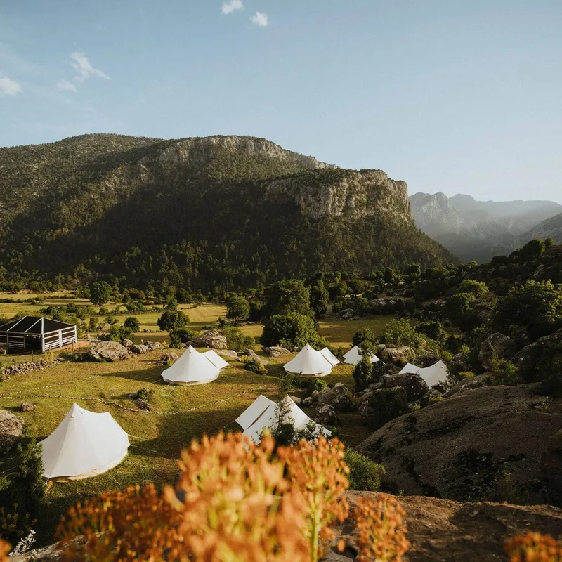 Bell tents at The Slow Cyclist's luxury tented camp in Turkey's Taurus Mountains.
