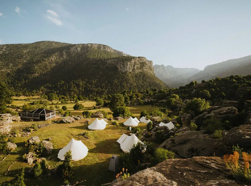 Overlooking The Slow Cyclist's luxury tented camp and surrounding mountains in Turkey's Taurus region.