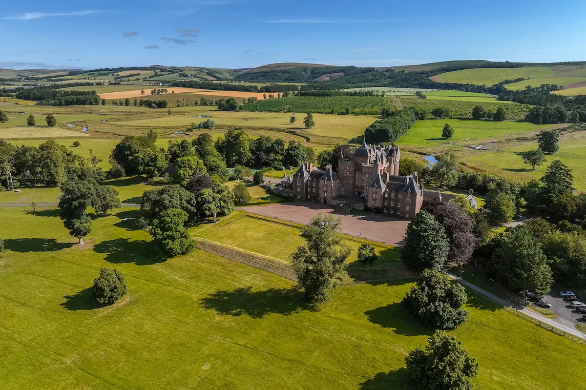 Arial view of Thirlestane Castle, Scottish Borders, Scotland photo credit - Graeme Hewitson