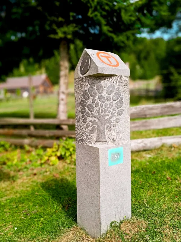 Trail Marker On Via Transilvanica Trail Romania Slow Cyclist