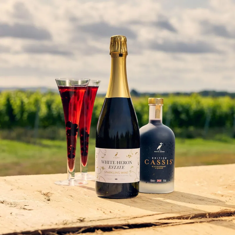 White Heron sparkling wine and cassis
